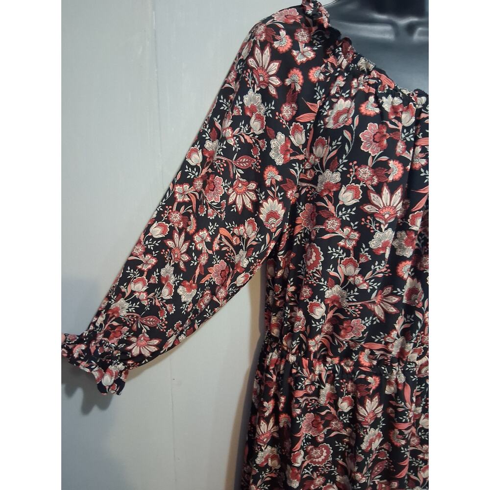 Talbots Dress Medium Long Floral Cottagecore Ruffled Neck & Sleeve Garden Party - Picture 5 of 13